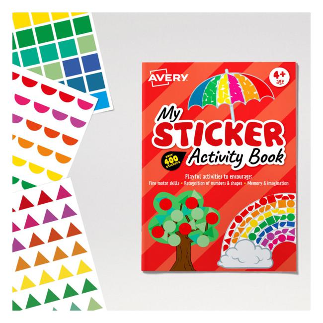 Avery Sticker Activity Book Red 210x297mm FSC Mix Credit 6 Sheets