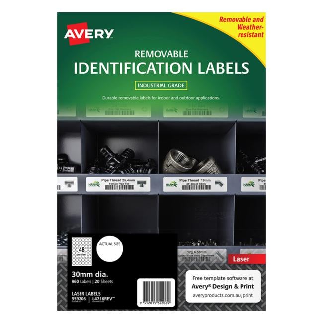 Avery Weather Resistant Label L4716 White 48 Up 20 Sheets Laser 30mm Removable