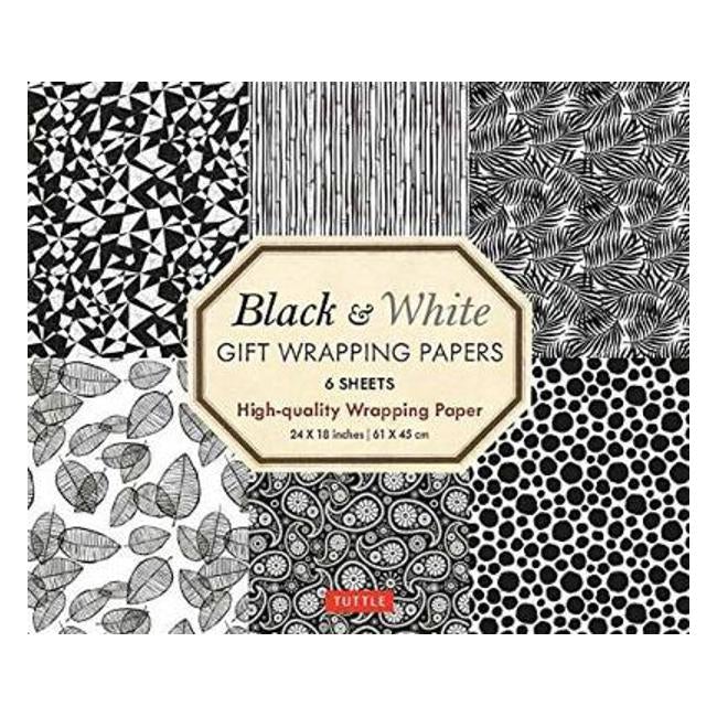Black and White Gift Wrapping Papers - 6 sheets: 6 Sheets of High-Quality 18 x 24 inch Wrapping Paper - Tuttle Publishing