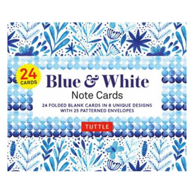 Blue & White Note Cards - 24 Cards: 24 Blank Cards in 8 Unique Designs with 25 Patterned Envelopes - Tuttle Publishing