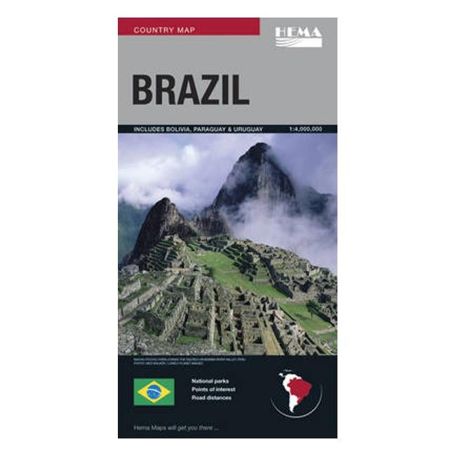 Brazil, Bolivia, Paraguay, Peru Deluxe Map - Hema Maps