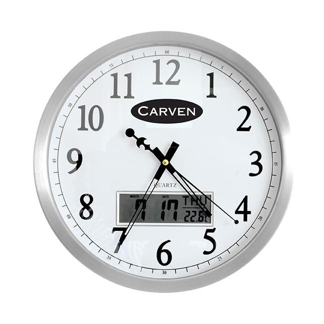 Carven clock 350mm aluminium frame with lcd date