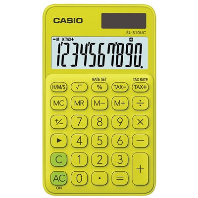 Casio SL310UCYG Hand Held 10 Digit Calculator Yellow/Green