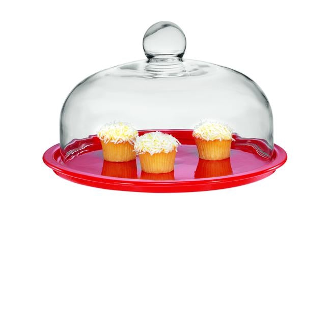 Chasseur La Cuisson Cake Platter W/Lid red