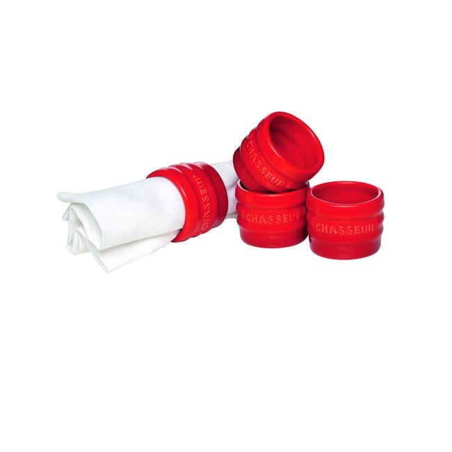 Chasseur Le Cuissn Napkin Rings 4pc Set Red