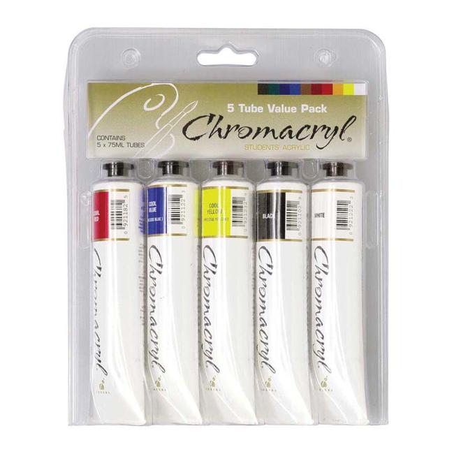 Chromacryl Acrylic Paint 5 X 75ml Set