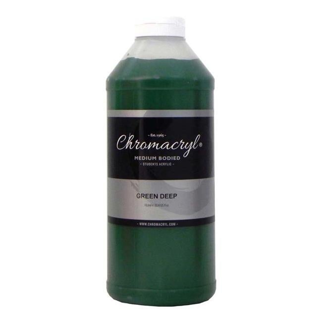 Chromacryl Acrylic Paint Student  1 Litre Deep Green