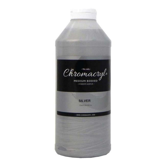 Chromacryl Acrylic Paint Student  1 Litre Silver