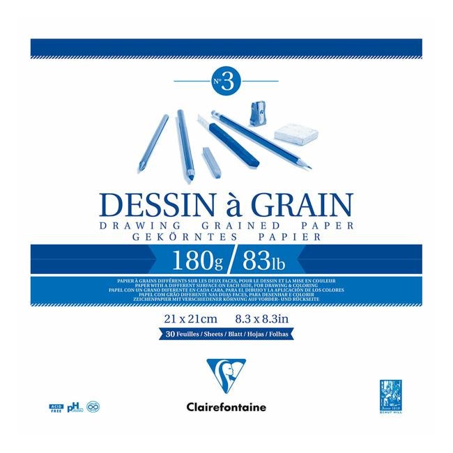 Clairefontaine Drawing Pad Grain 21x21cm 180g 30sh