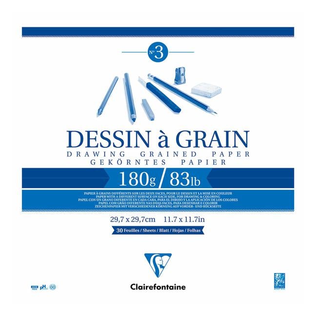 Clairefontaine Drawing Pad Grain 28x28cm 180g 30sh