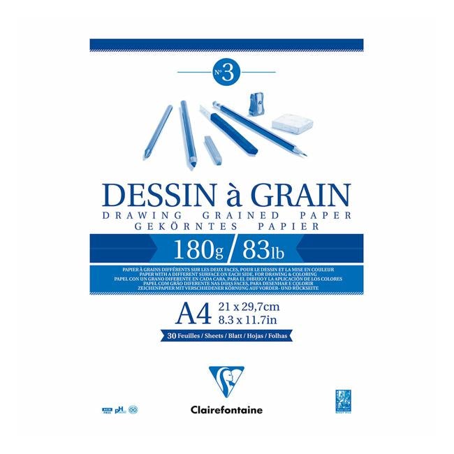 Clairefontaine Drawing Pad Grain A4 180g 30sh