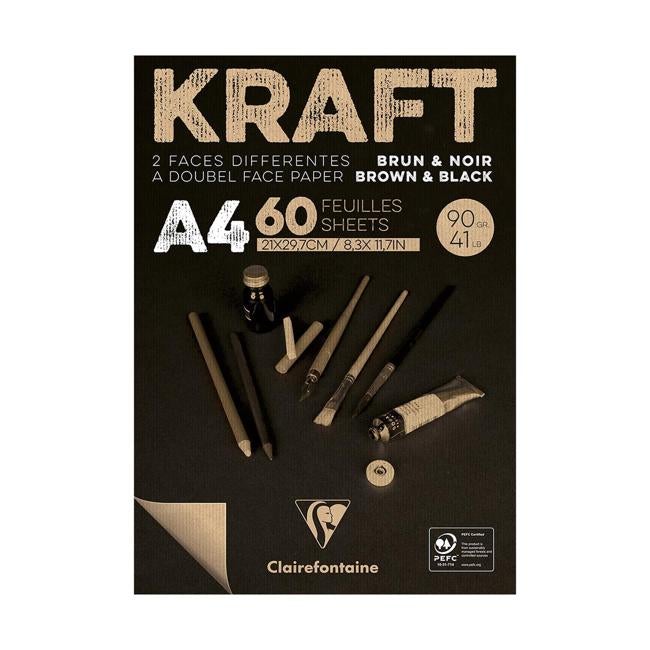 Clairefontaine Kraft Pad Brown Black A4 60sh