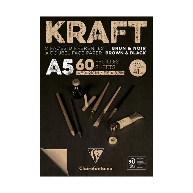 Clairefontaine Kraft Pad Brown Black A5 60sh
