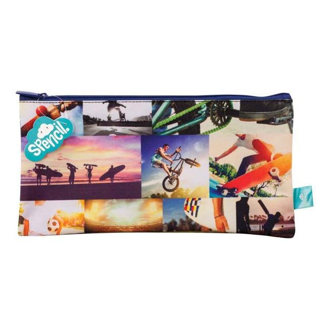 CLEARANCE Spencil Sports Collage Rectangle Pencil Case 300 X 170mm