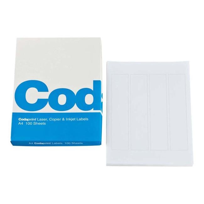 Codafile Label Codaprint 4 Per Sheet Box 100