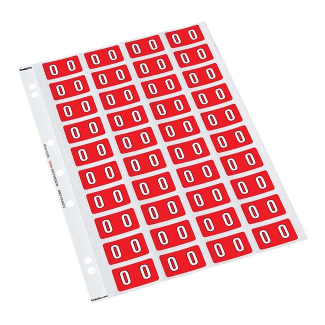 Codafile Label Numeric 0 25mm Pack 5 Sheets