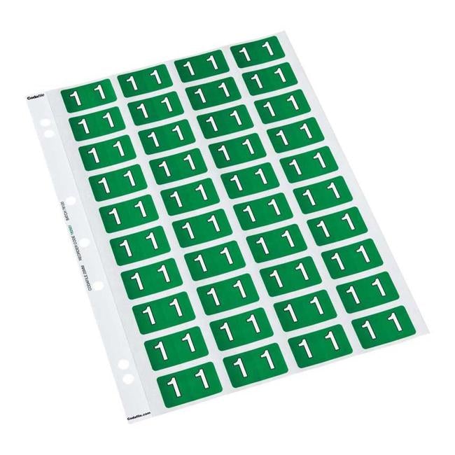 Codafile Label Numeric 1 25mm Pack 5 Sheets