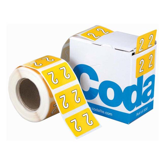 Codafile Label Numeric 2 25mm Roll 500