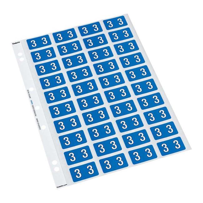 Codafile Label Numeric 3 25mm Pack 5 Sheets