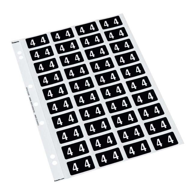Codafile Label Numeric 4 25mm Pack 5 Sheets