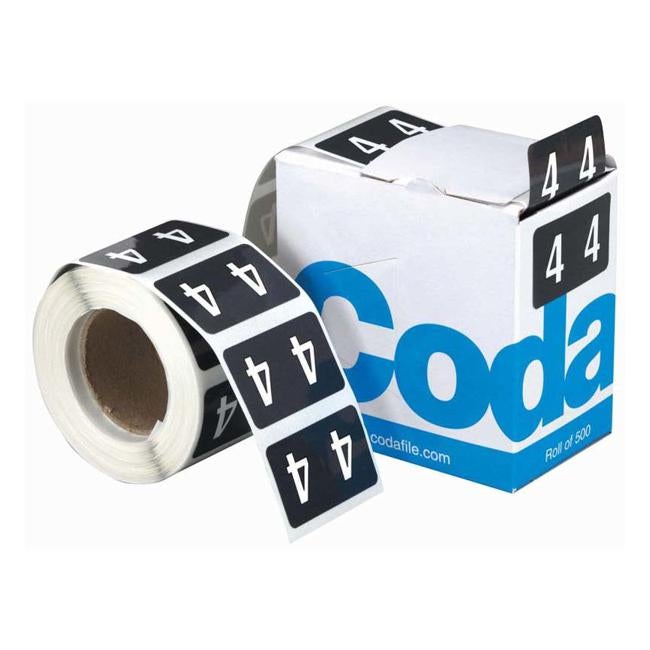 Codafile Label Numeric 4 25mm Roll 500