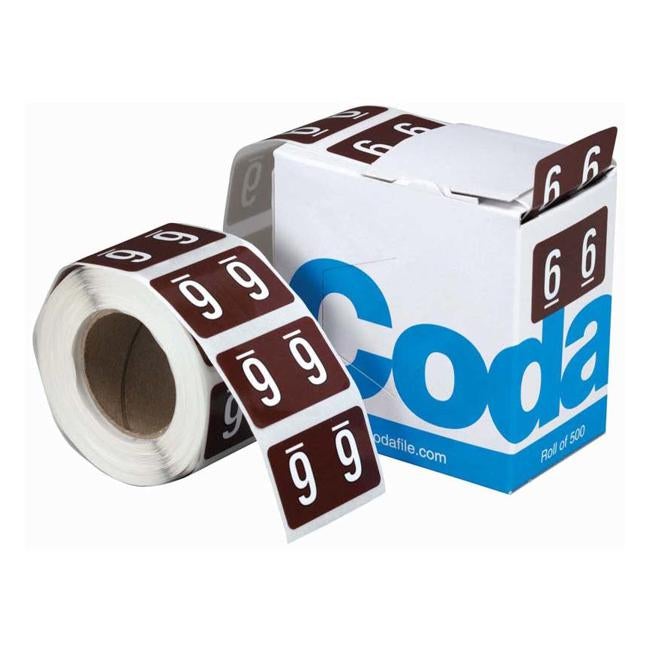 Codafile Label Numeric 6 25mm Roll 500