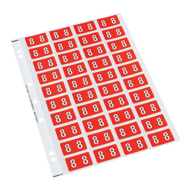 Codafile Label Numeric 8 25mm Pack 5 Sheets