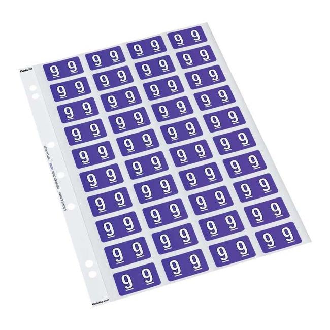 Codafile Label Numeric 9 25mm Pack 5 Sheets