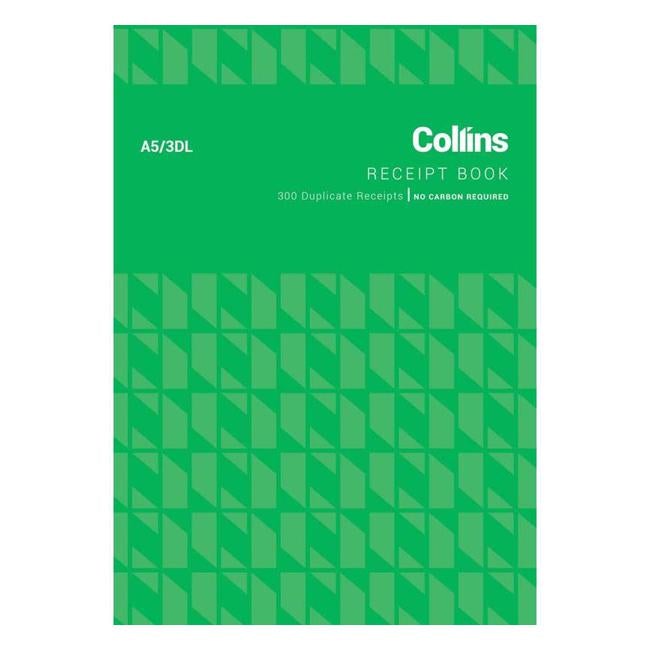 Collins Cash Receipt A5 3dl Duplicate No Carbon Required