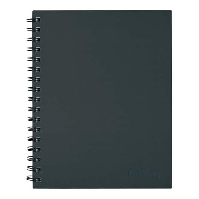 Collins Notebook Wiro 225x175 Black 100 Leaf Side Opening