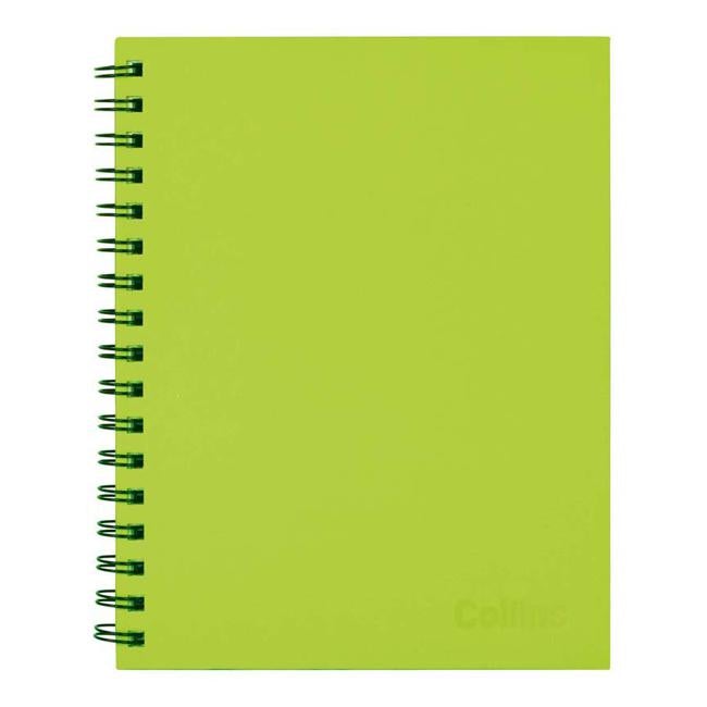Collins Notebook Wiro 225x175 Lime Green 100 Leaf Side Opening