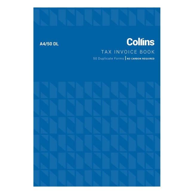 Collins Tax Invoice A4/50dl Duplicate No Carbon Required