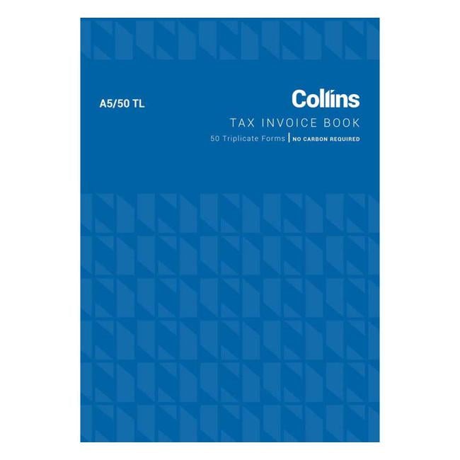 Collins Tax Invoice A5/50tl No Carbon Required