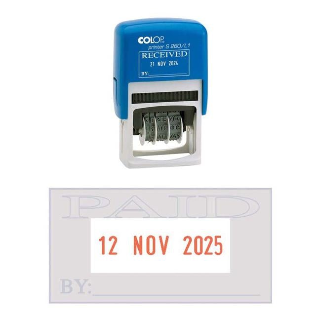 Colop Stamp Dater S260 L2 Paid Stamp Dual Colour