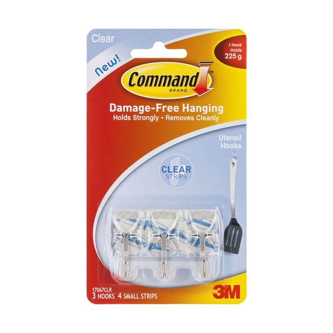 Command Hook 17067CLR Small Clear Wire Utensil Pk/3