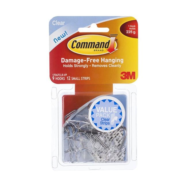 Command Hook 17067CLR-VP Small Clear Wire Utensil Value Pk/9
