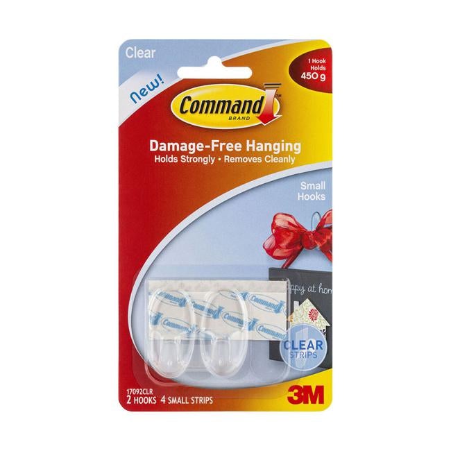 Command Hook 17092CLR Small Clear Pk/2