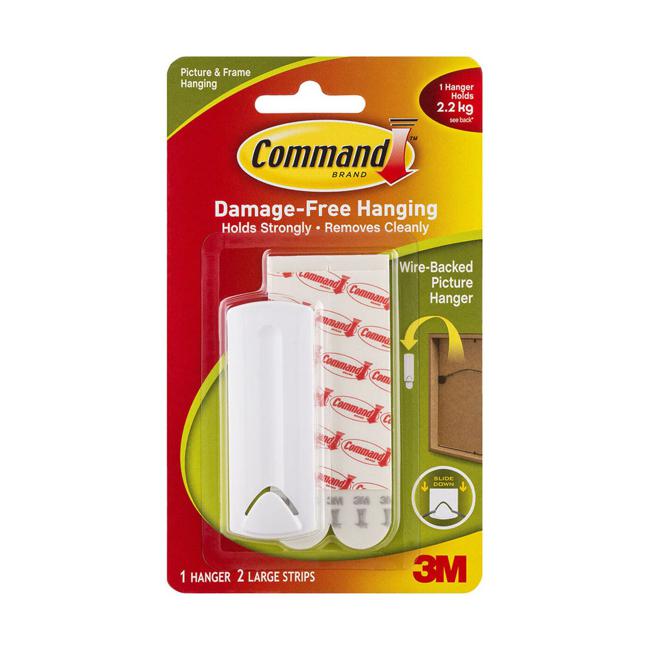 Command Picture Hanger 17041 Large White Wire-Backed Pk/1