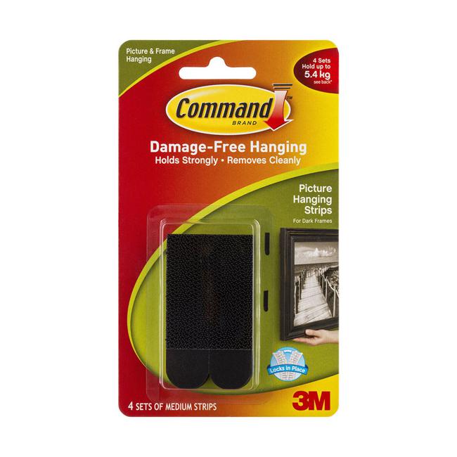 Command Picture Hanging Strips 17201BLK Medium Black Pack of 4