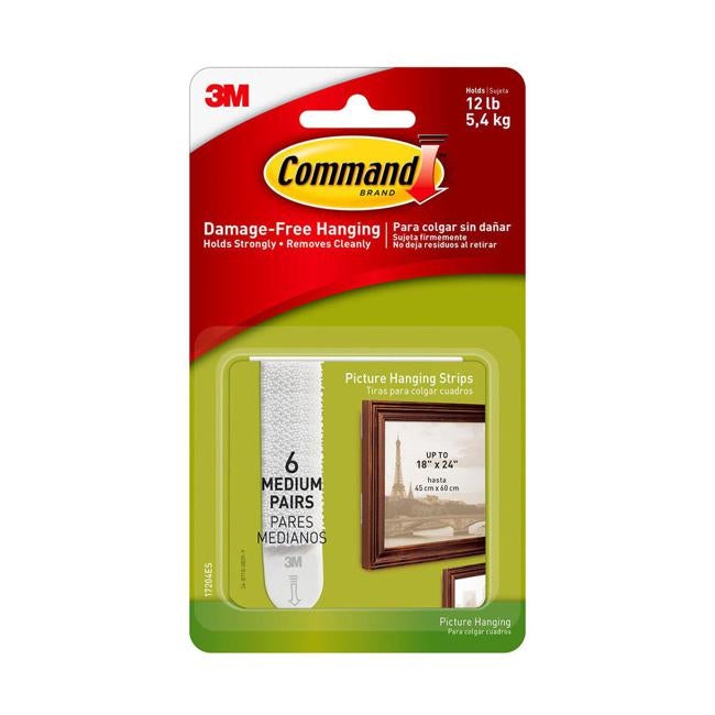 Command Picture Hanging Strips 17204ES Medium White Pack of 6
