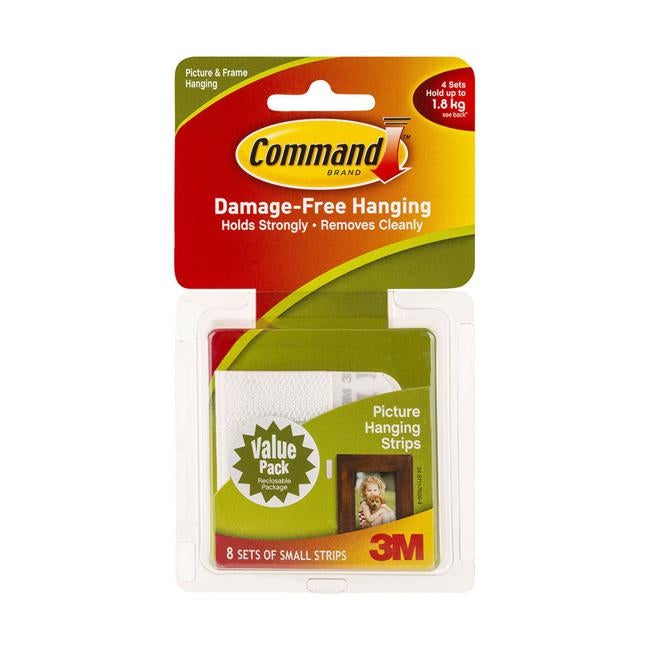 Command Picture Hanging Strips 17205-VP Small White Pack of 8