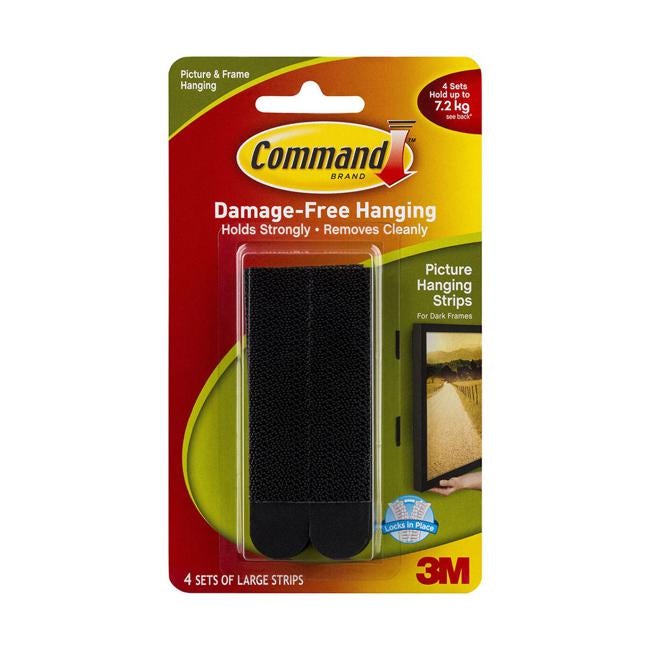 Command Picture Hanging Strips 17206BLK Large Black Pack of 4